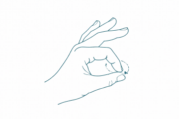 Thumb and finger pads rubbing together in a small circle